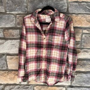 American Eagle Super Soft Pink Flannel Top - XS
